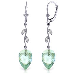 14k WG 22.50ct Blue Topaz & Diamond Earrings