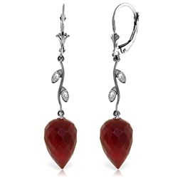14k WG 26.10ct Ruby & 0.02ct Diamond Earrings