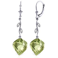 14k Elegant 26.0ct Green Amethyst & Diamond Earrings