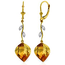 14K YG DIAMOND & 23.50ct TWISTED CITRINES EARRING