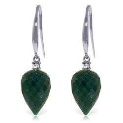 14K White Gold 25.8ct Emerald & Diamond Earring