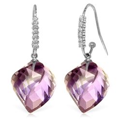 14k WG 21.50ct Amethyst & Diamond Earrings