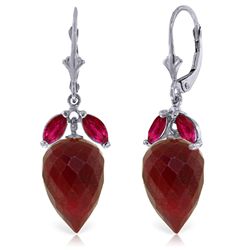 14k White Gold Ruby Briolette Dangle Earrings