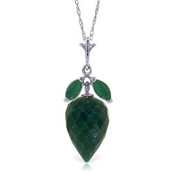 14K White Gold 12.9ct & .50ct Emerald Necklace