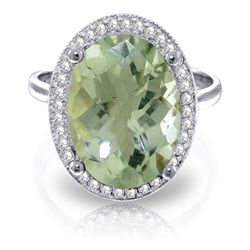5.28ct 14k White Gold Green Amethyst Diamond Ring