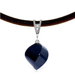 14K White Gold 15.25ct Sapphire & Diam. Leather Necklace