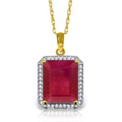 14k Solid Gold 7.25ct Ruby & Diamond Necklace