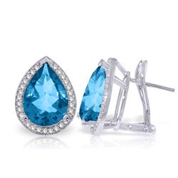 9.32ct 14k White Gold Earring Diamond Blue Topaz
