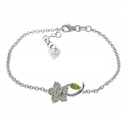 14K White Gold .63ct .16ct Aquamarine & Peridot Bracelet