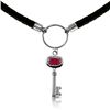 Image 1 : 14K White Gold .50ct Ruby Key Leather Necklace