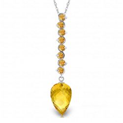 14K White Gold 9.5ct & 1.55ct Citrine Drop Necklace