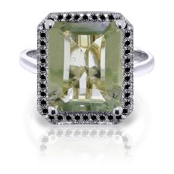 14K White Gold 5.60ct Amethyst & Black Diamond Ring