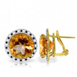 14k YG 12.0ct Citrine & Diamond French Clip Earrings