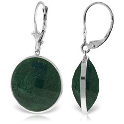 14K White Gold 46.0ct  ROUND Emerald EARRING