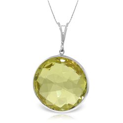 14K White Gold Necklace with 17.00ct Lemon Quartz