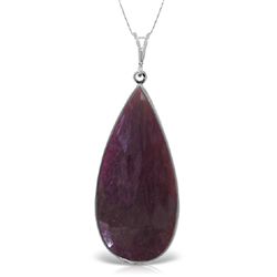14K White Gold 20.00ct Pear Checkboard Ruby Necklace