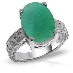 14K White Gold 6.50ct Oval Emerald Ring