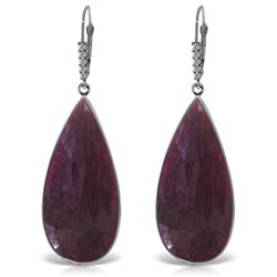 14K White Gold 40.0ct Ruby & Diamond Earring