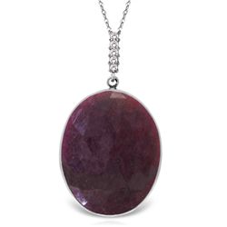 14K White Gold 19.5ct Ruby & Diamond Necklace