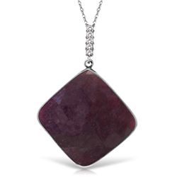 14K White Gold 20.25ct Ruby & Diamond Necklace