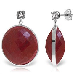 14K White Gold 46.0ct Ruby & Diamond Stud Earring