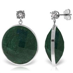 14K White Gold 46.0ct Corundum & Diamond Stud Earring