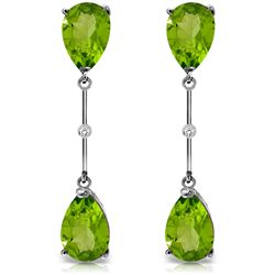 14K White Gold 6.0ct Peridot & Diamond Earring