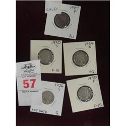 5 Key Date Buffalo Nickels - 5 Times the Money