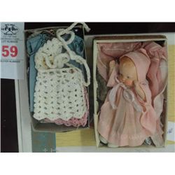 Antique Miniature Doll & Doll Clothes