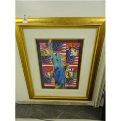 Peter Max God Bless America III With 5 Liberities - Frame Size  38 x 32