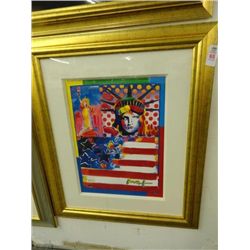 Peter Max God Bless America II - Frame Size 32 x 37 1/2