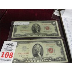 2-Pack of Red Seal $2 Bills 1953-C & 1963