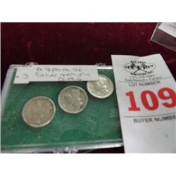 3-Pack of Silver Mercury Dimes (2) 1943 - (1) 1944