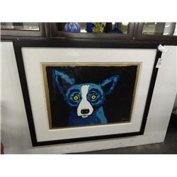 Framed Blue Dog Limited Ed. 54/90 George Rodrigue - Frame Size 39 1/2 x 33