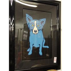 Framed Blue Dog Limited Ed. 8/63 By George Rodrigue - Frame Size 36 x 29 1/2