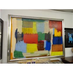 Large Abstract On Canvas By Jamali - Frame Size 92 x 67 1/2