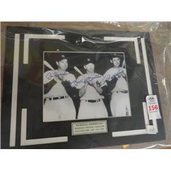 Autographed Photo Dimaggio, Mantle & Williams