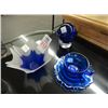 Image 1 : Cobalt Blue Paper Weight, Cups & Bowl