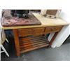 Image 1 : Butcher Block Top Island w/Granite Cutboard
