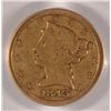 Image 2 : 1843-C $5.00 GOLD, PCGS VF-20 GREEN LABEL, SUPER RARE, LOW MINTAGE! GREAT COIN