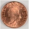 Image 1 : 1861 CONFEDERATE STATES OF AMERICA ONE CENT COPPER RESTRIKE BU