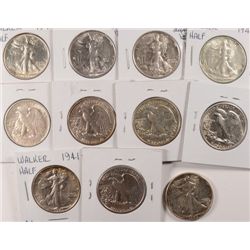 11 WALKING LIBERTY HALF DOLLARS (40-S,41,41-D,41-S,42,43-D,43-S,44,46,46-S,47) X