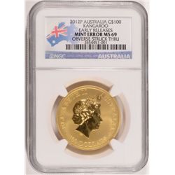 2012 1 OZ GOLD AUSTRALIA KANGAROO MINT ERROR NGC MS69