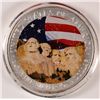 Image 1 : 2006 AMERICAN SILVER EAGLE, MT RUSHMORE PAINTED ON THE REVERSE ONE OUNCE SILVER
