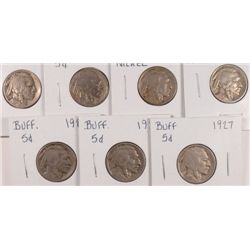 7 BUFFALO NICKELS (27,27-D,27-S,28-S,29-D,31-S,38-D) GOOD-FINE