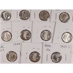 11 MERCURY DIMES (42,42-D,42-S,43,43-D,43-S,44,44-D,44-S,45-D,45-S) MS63+