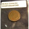 Image 2 : 849. 1873 Open 3 Indian Head Cent. G-4. Redbook value $22.00.