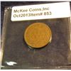 Image 2 : 853. 1874 Indian Head Cent. VF 30. Redbook value $65.00.
