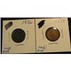 Image 1 : 858. 1876 & 79 Indian Head Cents. G-4. Redbook value $43.00.