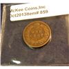 Image 2 : 859. 1876 Indian Head Cent. VG-8. Redbook value $40.00.